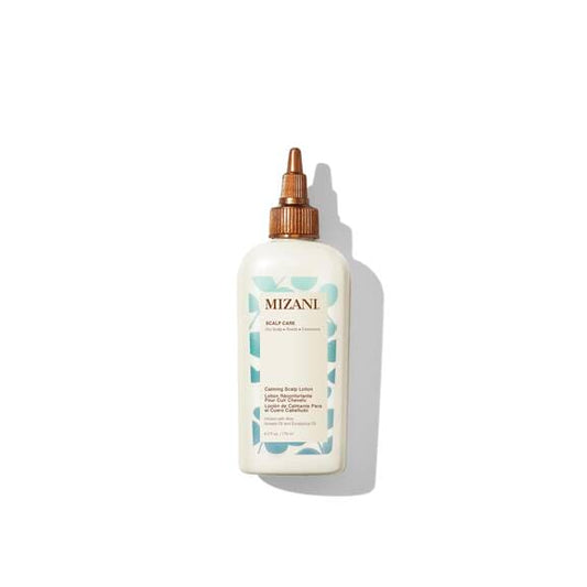 Calming Scalp Lotion by Mizani, providing relief from itchiness and dryness.